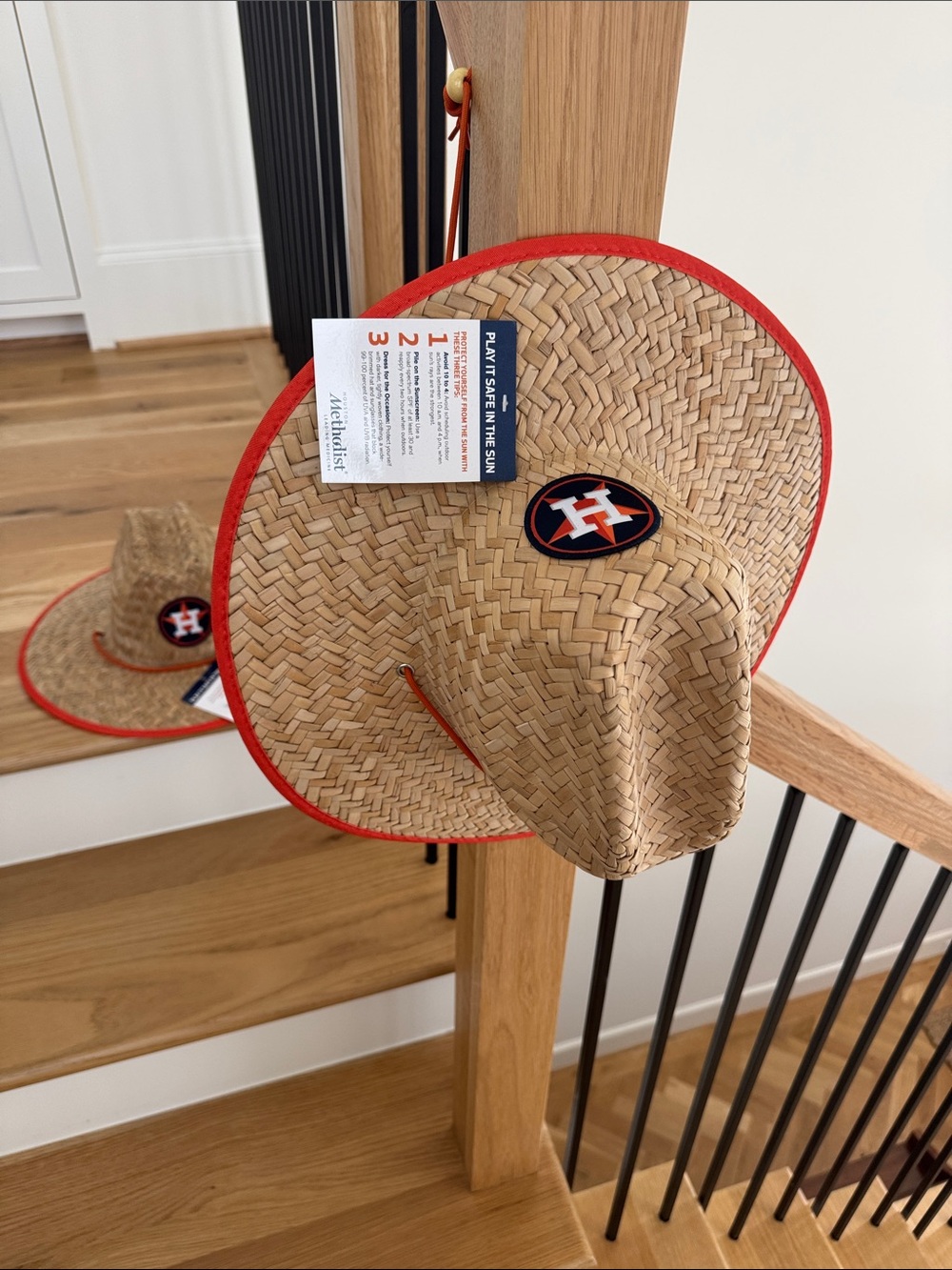 Astros Patterned Straw Sun Hat
